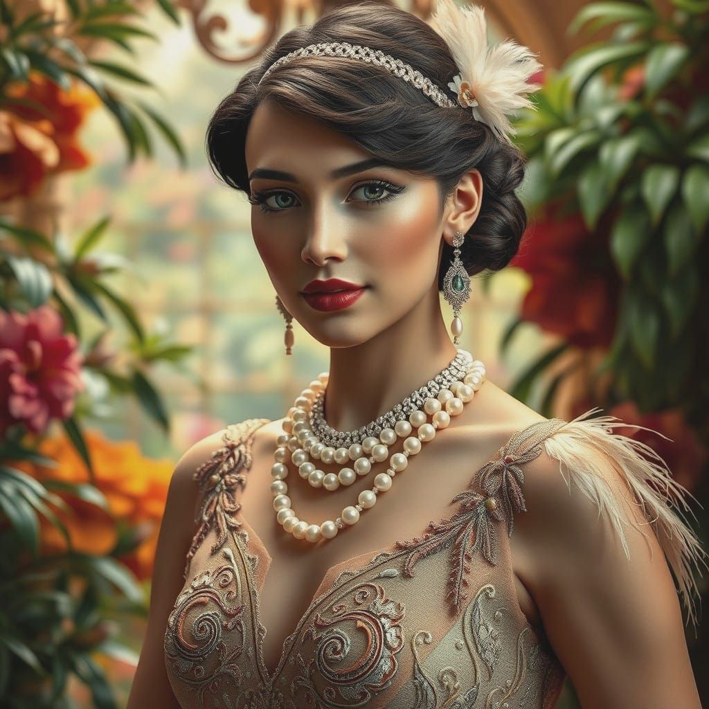 A 1920s Couture Goddess in Vibrant Renaissance Realism