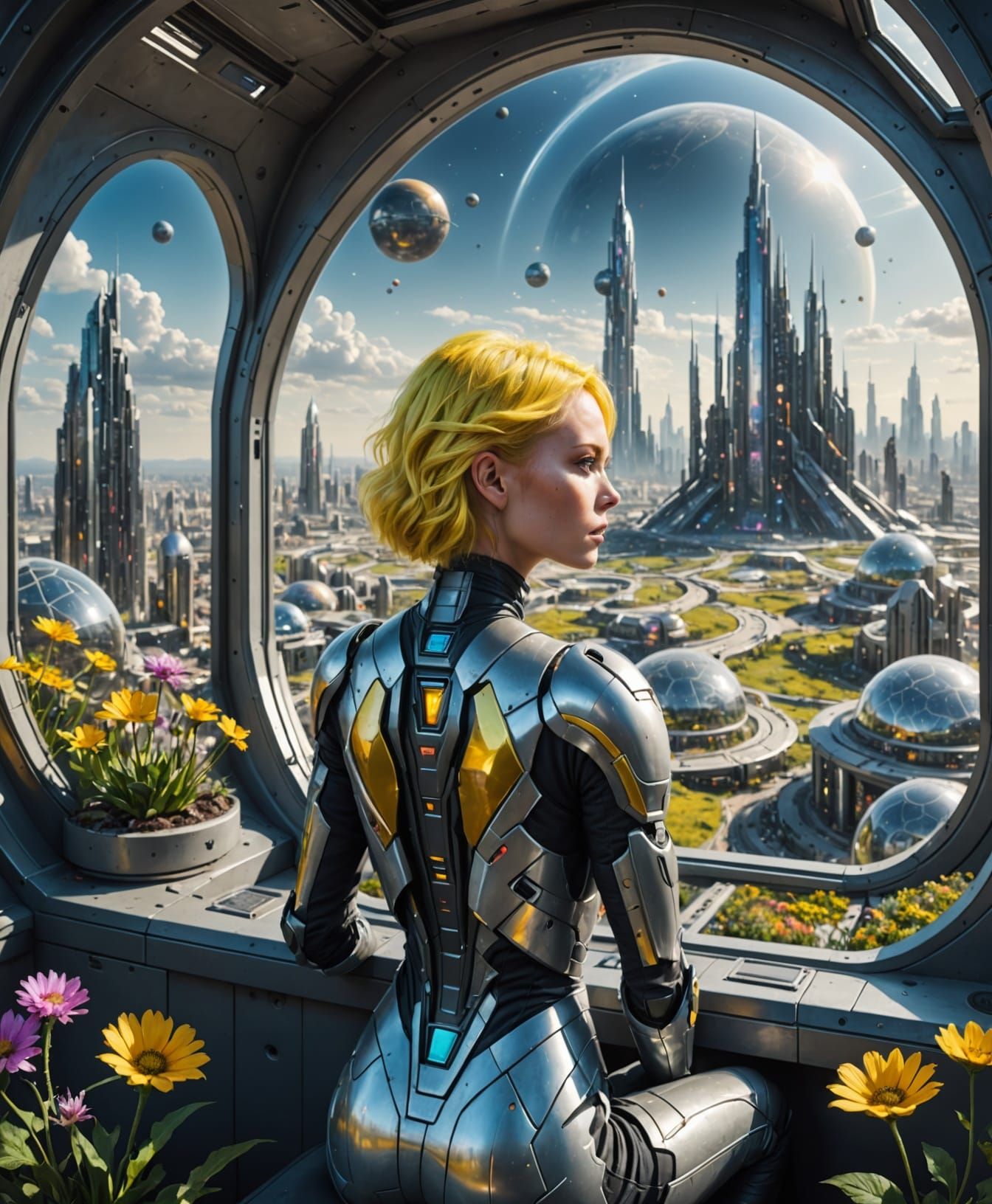 Futuristic Alien Planet Scene in Vibrant Colors