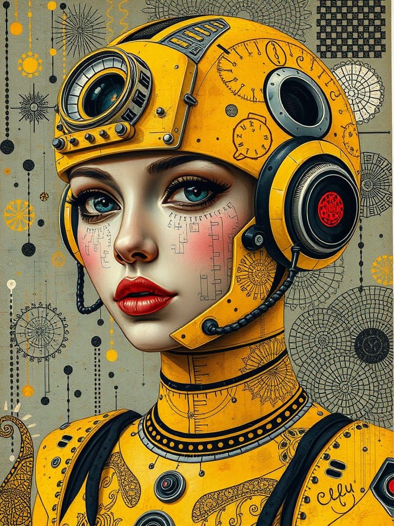 Biopunk Robot in Vibrant Afrofuturism Style