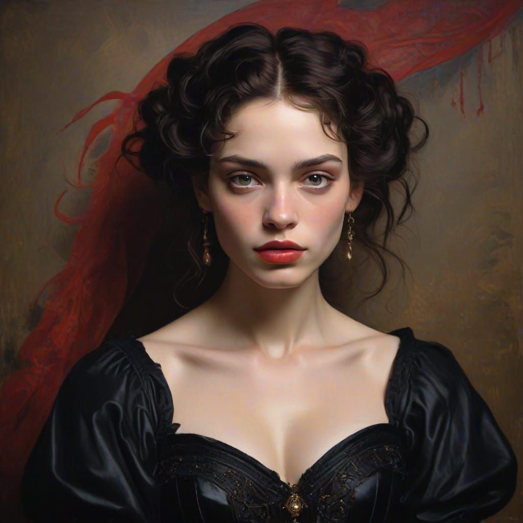 Gothic Victorian Woman in Celestial Glow