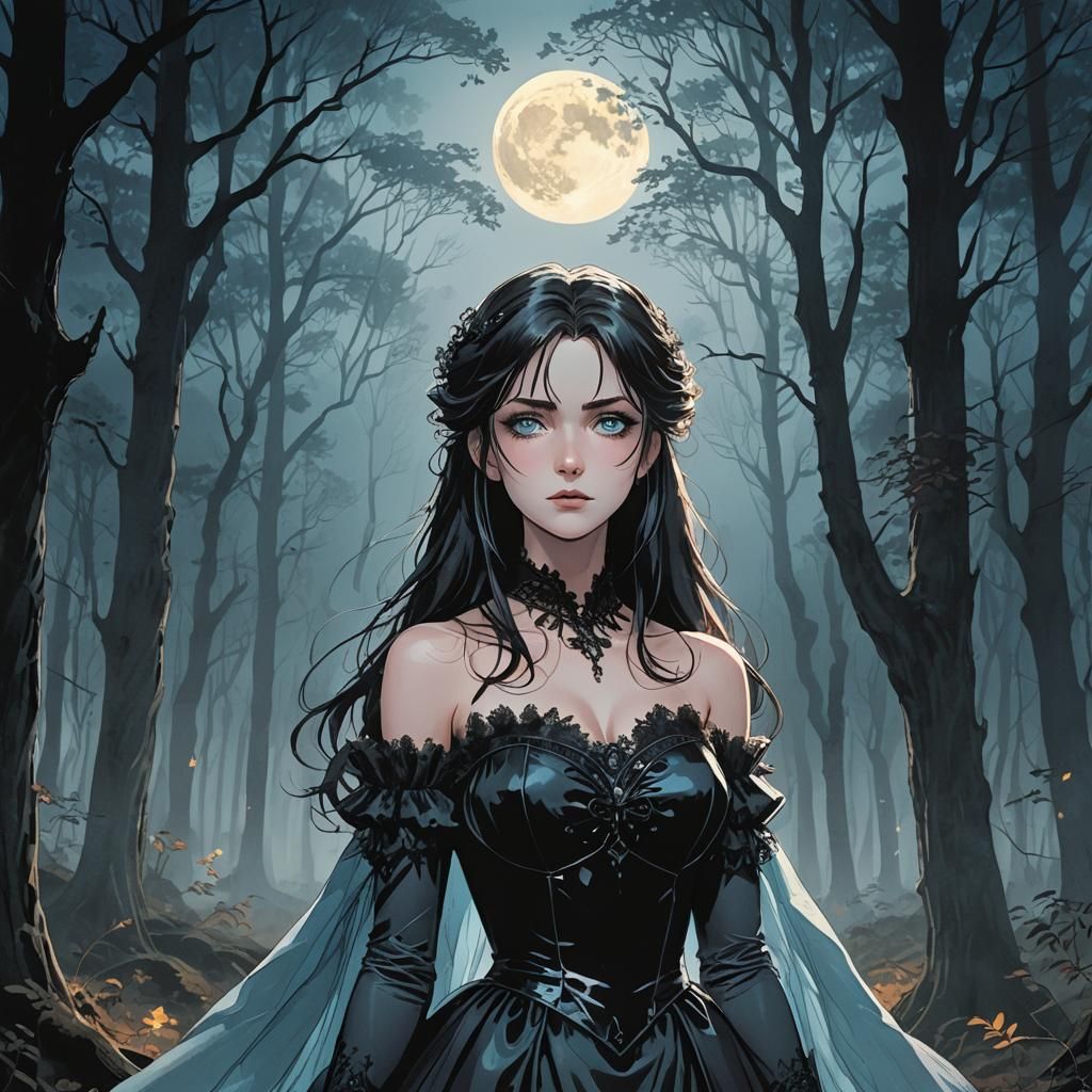 Mina Harker in Anime Style Forest