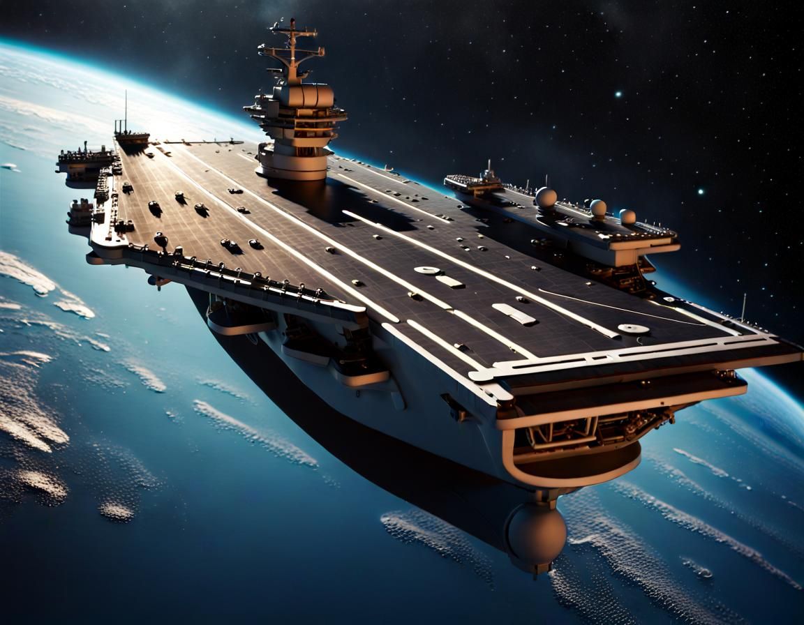 Steampunk Aircraft Carrier in Space, Isometric View