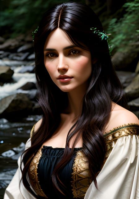 Reflective Lake: Woman Seeks Self in Still Waters