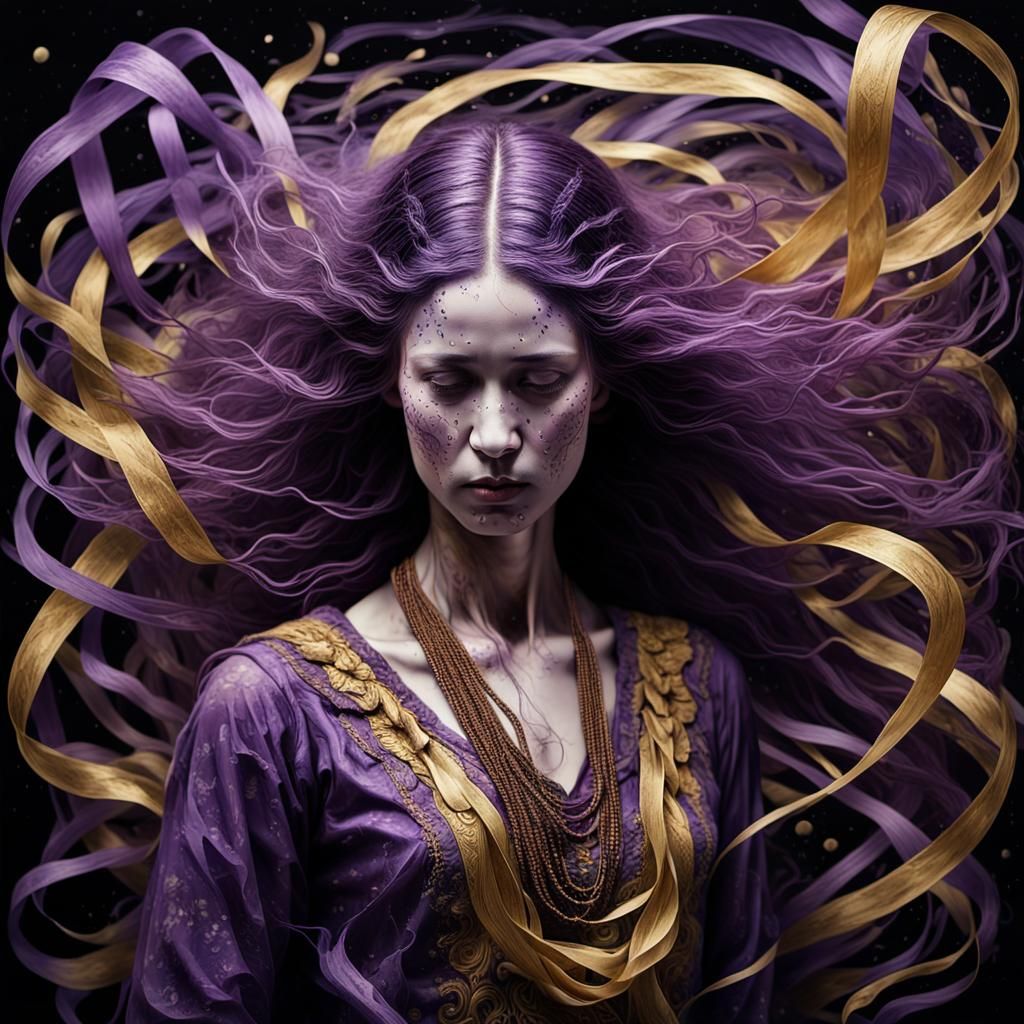 Swirling Emotions in Violet and Gold