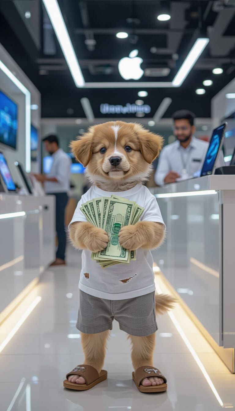 Puppy Boy Offers Money in Modern Mobile Showroom
