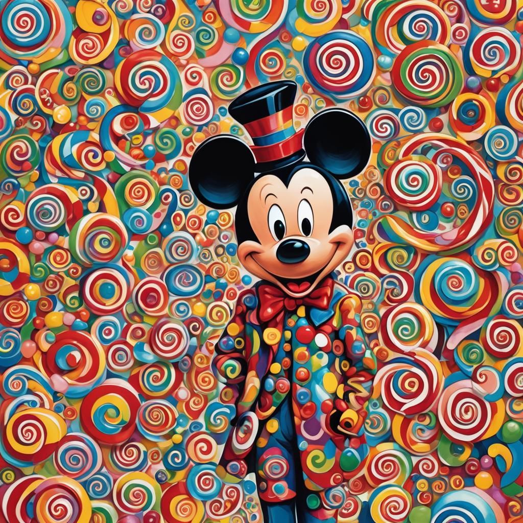 Candy Man with Mickey Mouse Nose in Gouache