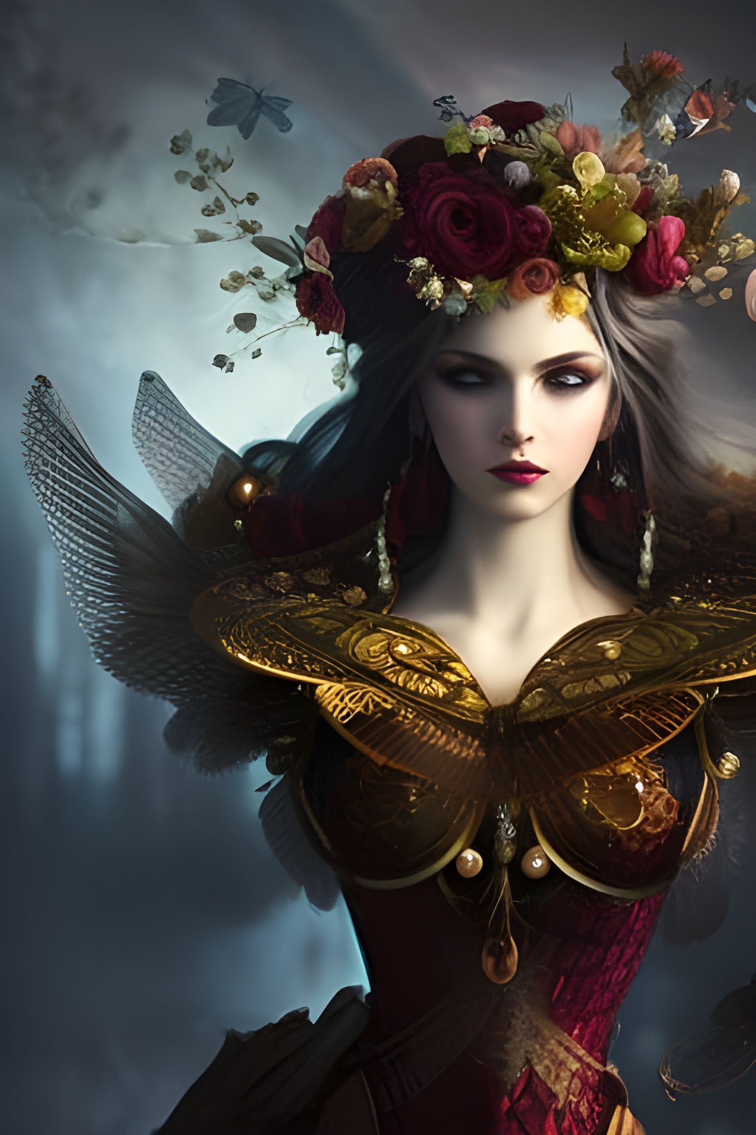 Steampunk Undead Woman Portrait in Renaissance Style