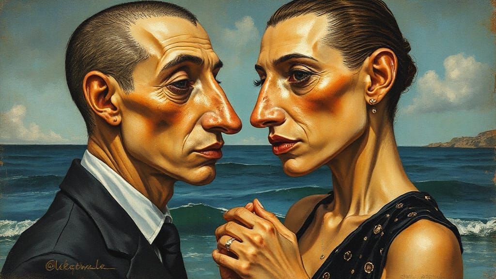 Tenebrous Androgynes Dancing: Watercolour Painting