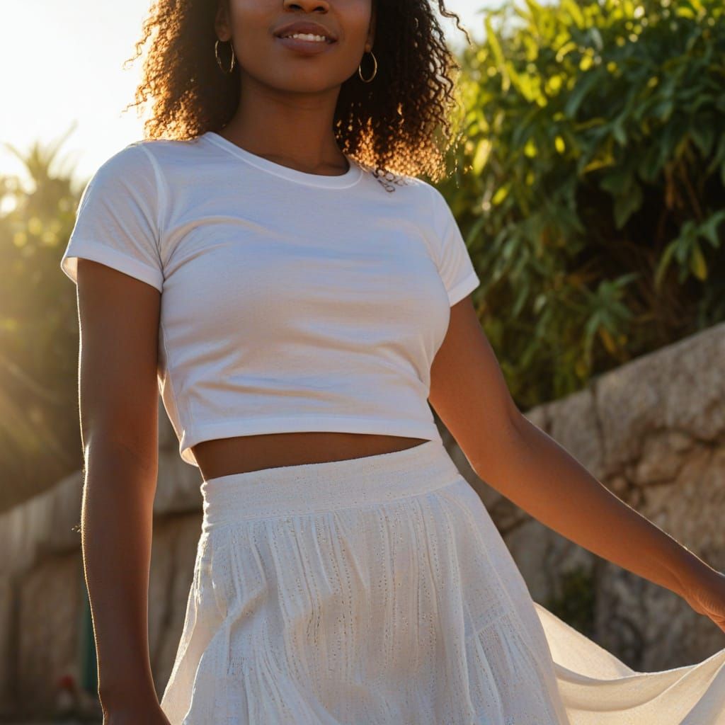 Jamaican Woman in White Linen Skirt, 4K Photo
