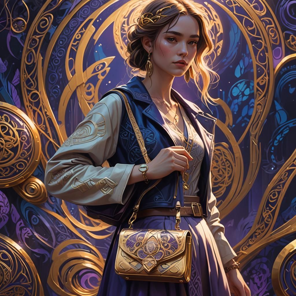 Girl's Exquisite Leather Purse: Fantasy Concept Art