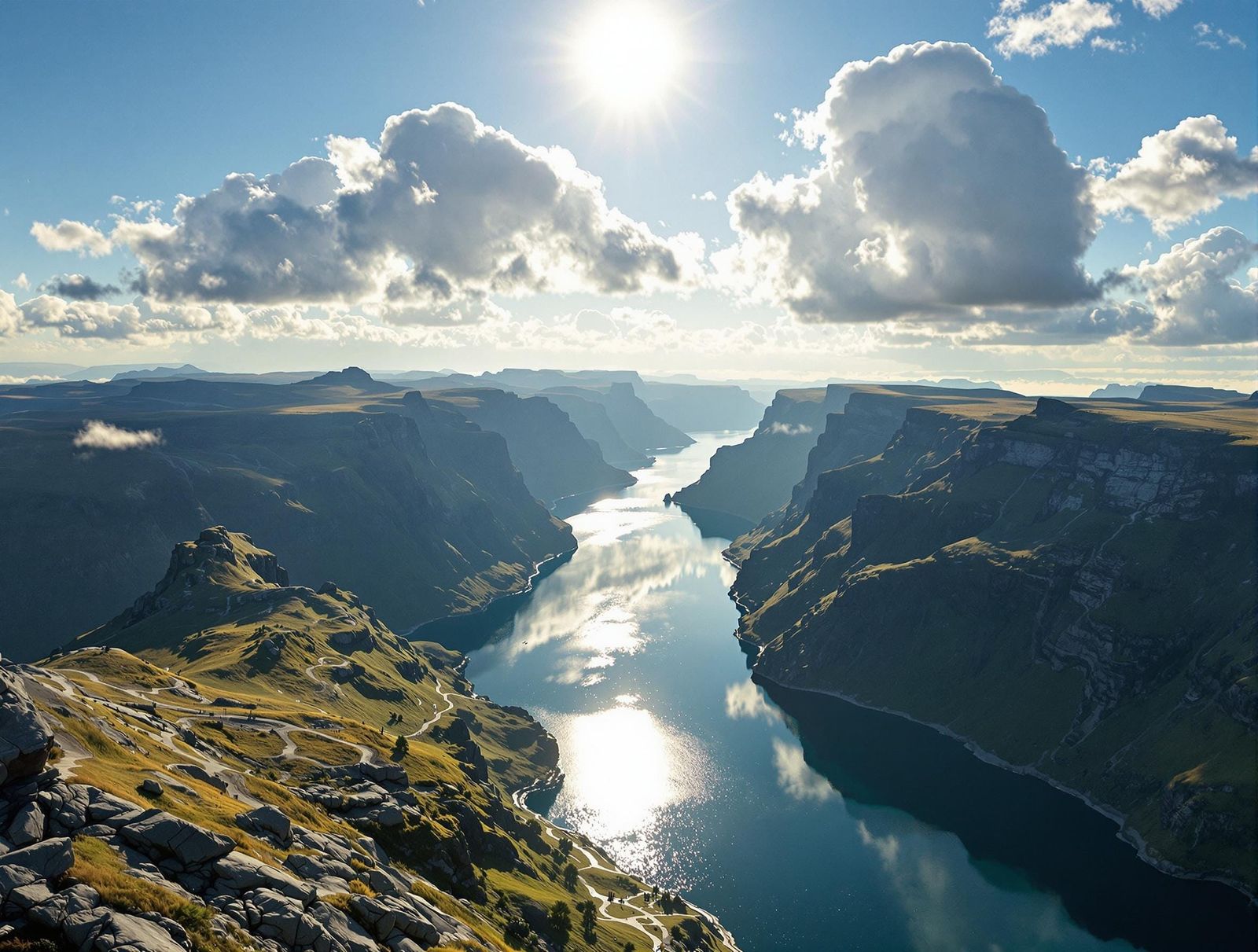 Majestic Norse Fjord in Brilliant Sunshine