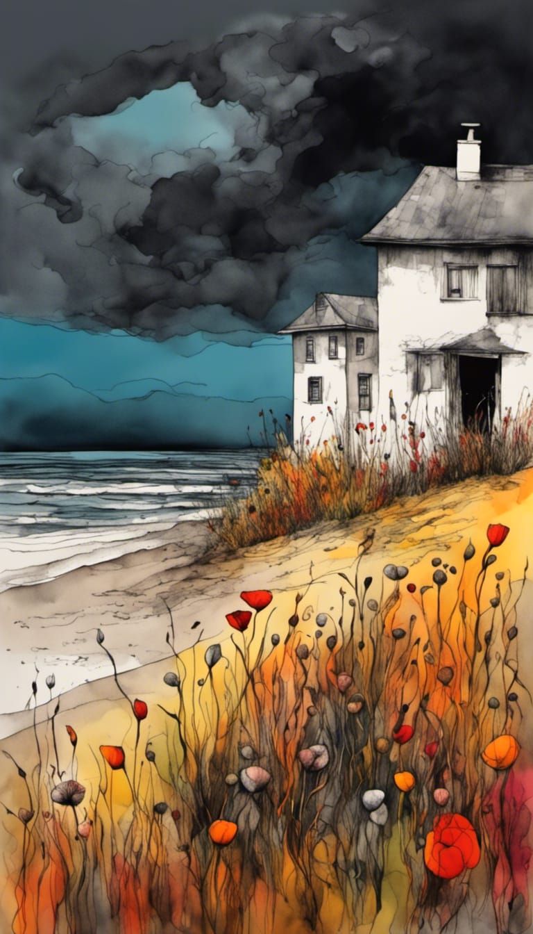 Surreal Floral Arrangement in Sketch Style