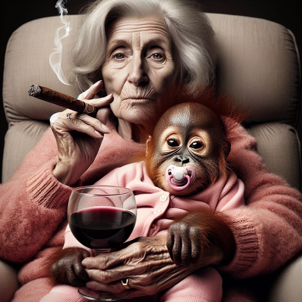 Elderly Woman and Orangutan: A Moment of Comfort