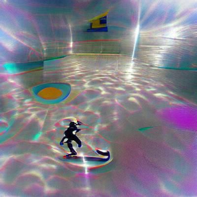 Skater in Abandoned Water Park at Eclipse