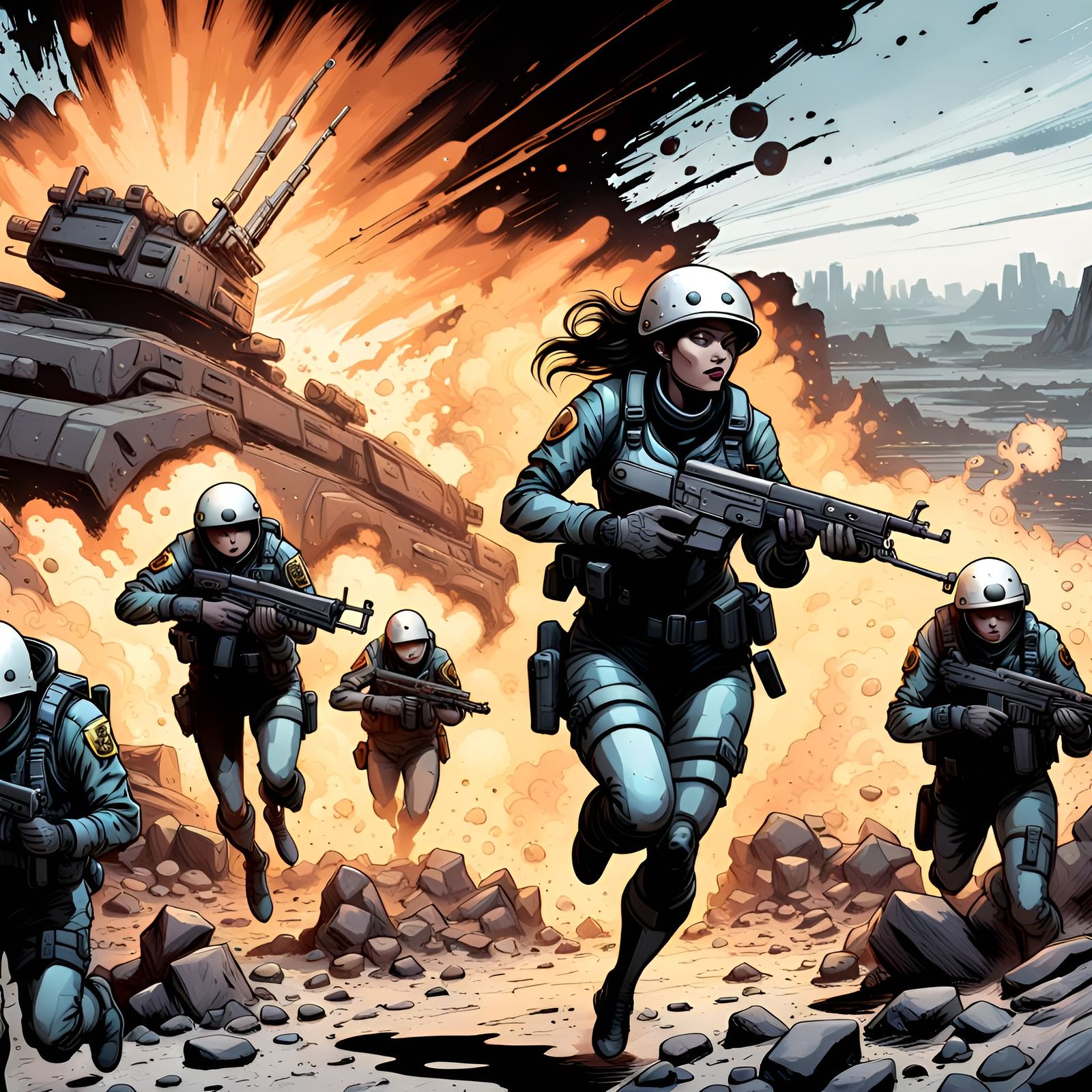 Female Trooper in Sci-Fi Battlefield Action