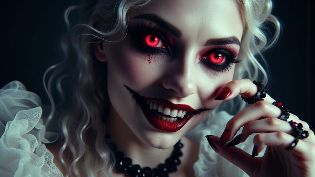 Ethereal Vampire Siren in Victorian Gothic Elegance