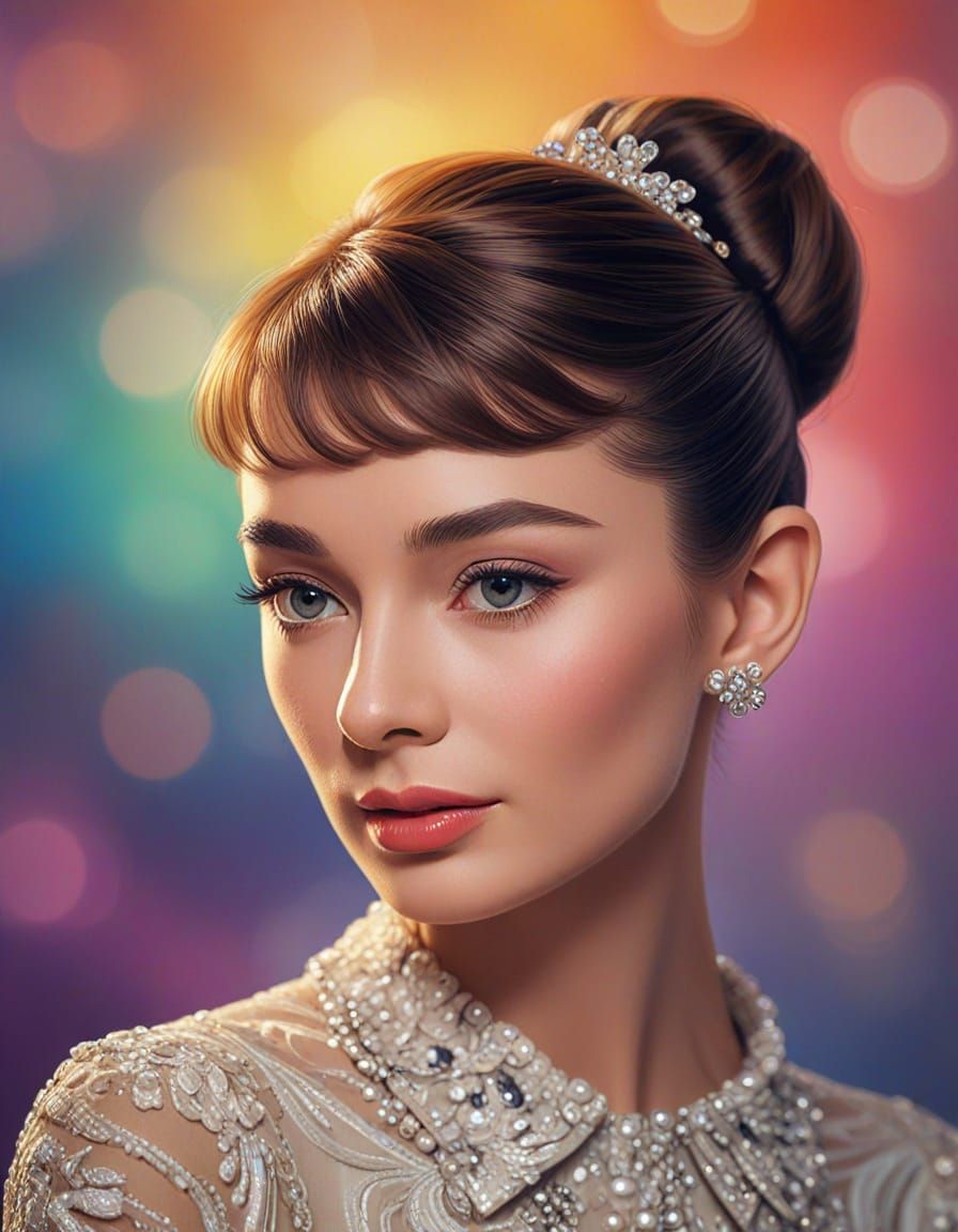 Audrey Hepburn Portrait in Hyperrealistic Digital Art