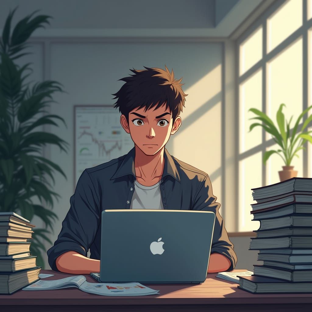 Young Investor in Studio Trigger Anime Style