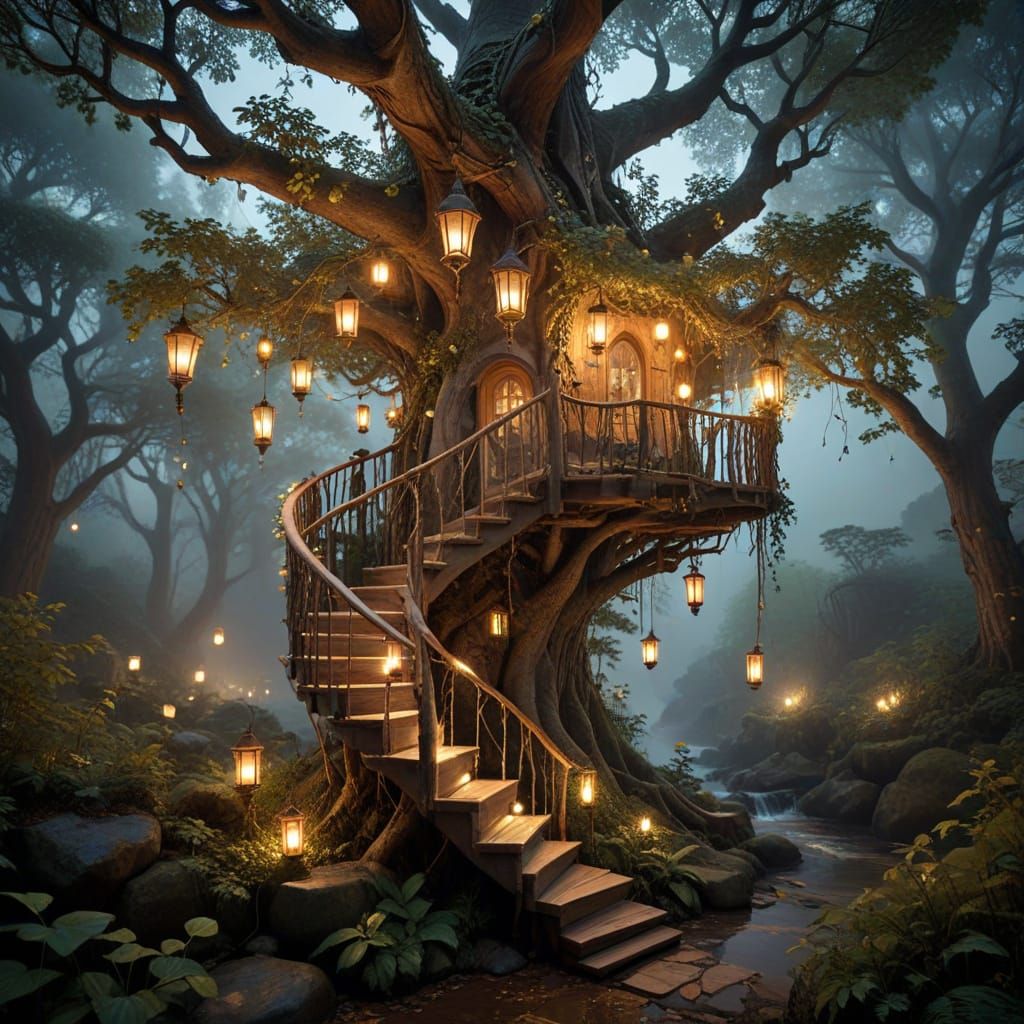 Enchanted Treehouse Sanctuary in Whimsical Woodland