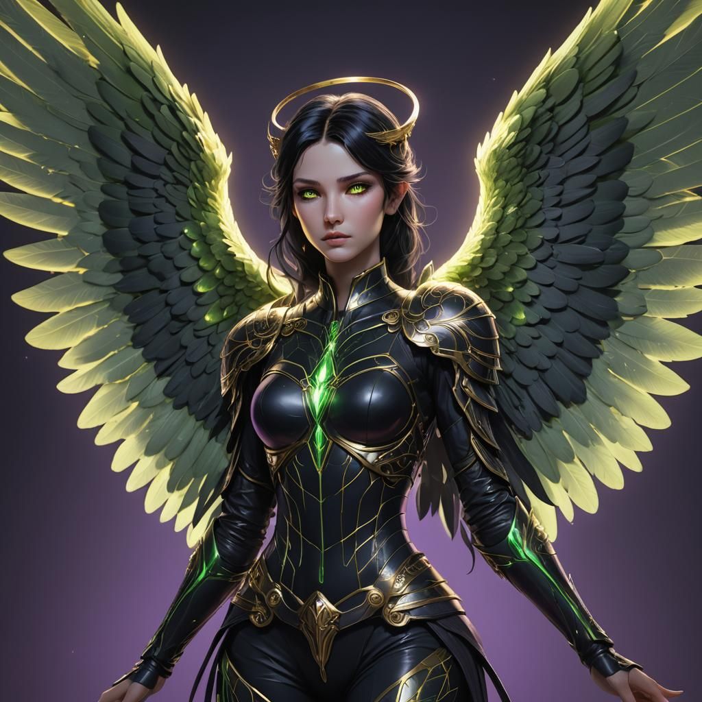 Dark Angel with Black Wings, a Digital Masterpiece