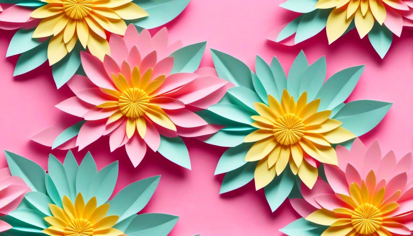 Dew-Covered Origami Daisy in Pastel Colors