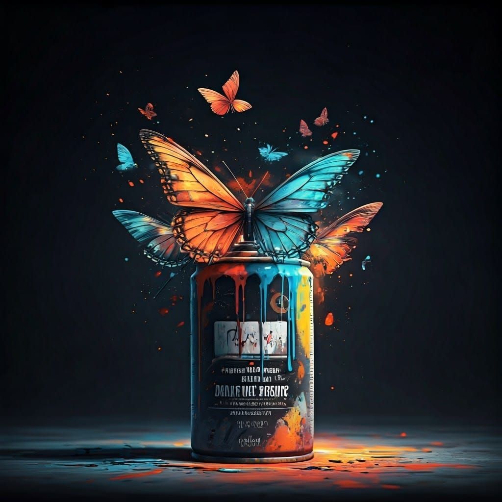 Graffiti Butterflies Emerge from Spray Paint Can