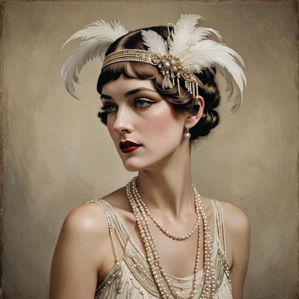 Flapper Portrait in Renaissance Style