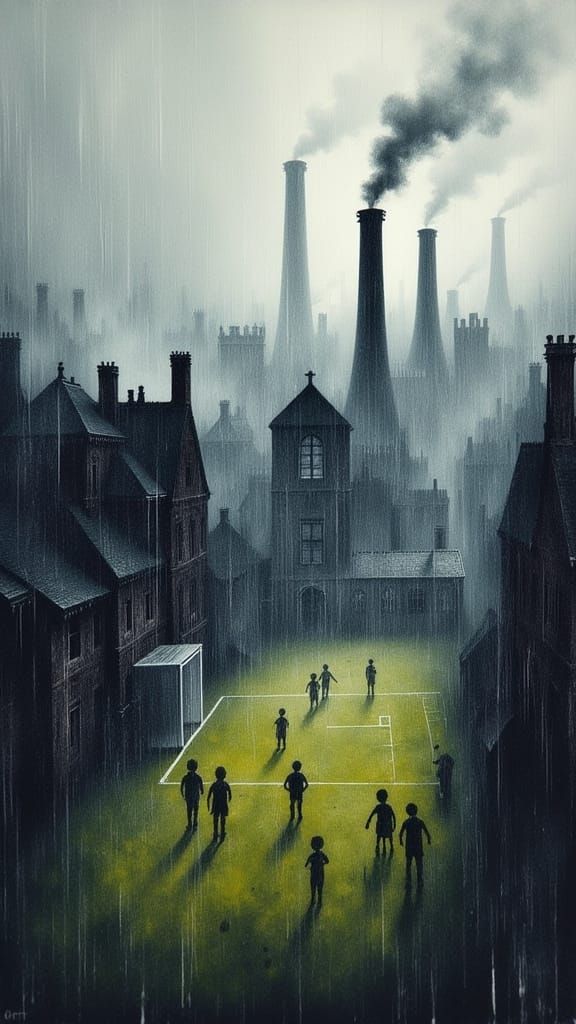 Industrial Town on Football Game Day, Lowry Style