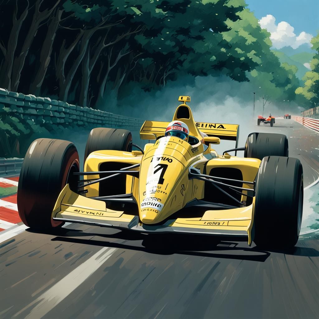 Ayrton Senna Crash in Ghibli Anime Style