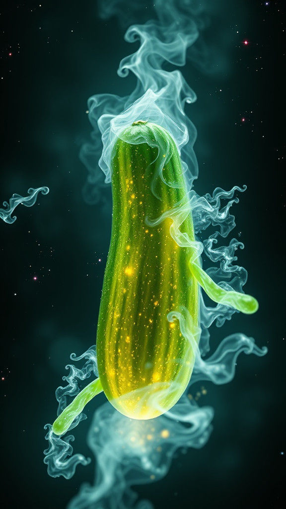 Surreal Pickle Bodybuilder in Galactic Firestorm