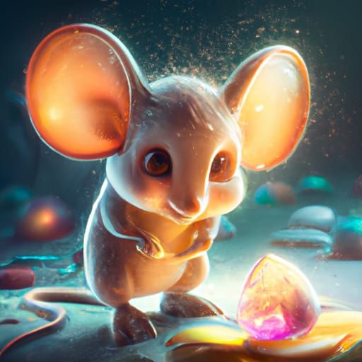 Luminous Baby Fire Mouse with Crystalline Candy