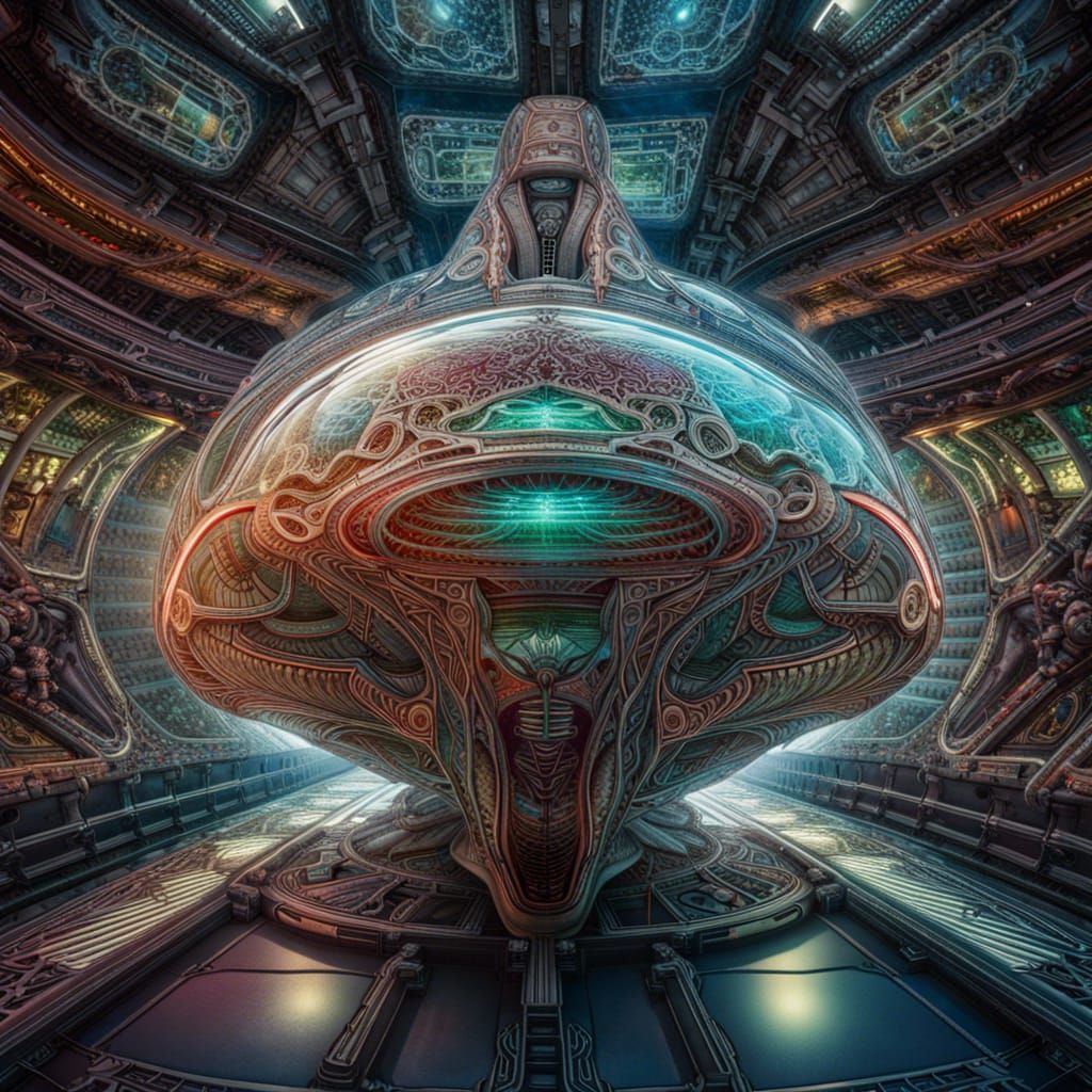 Ornate Translucent Spaceship: Biomechanical Art