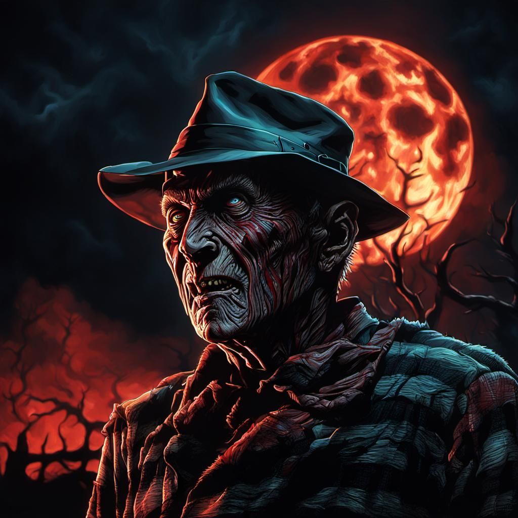 Nightmare Freddy Krueger in Burtonesque Anime Style