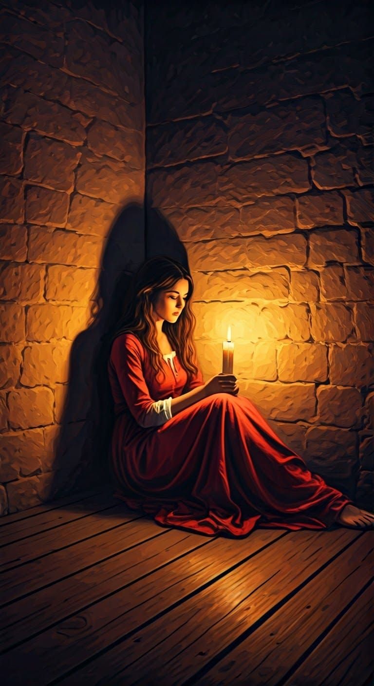 Contemplative Moment in a Dimly Lit Room