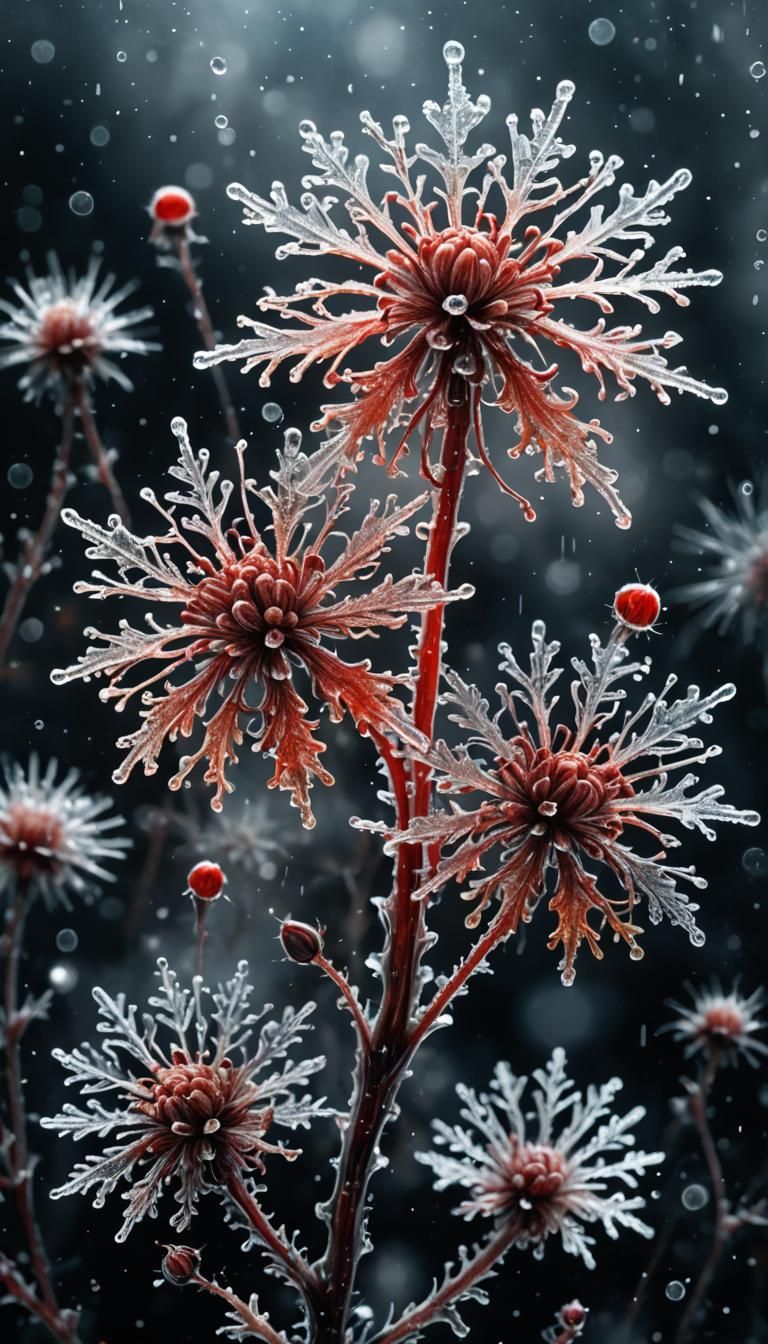 Glowing Snowflake Plant in Surreal Bioluminescent Fantasy