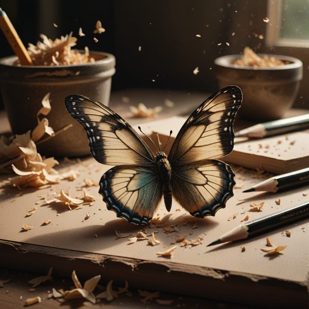 Pencil Shavings Transform into Butterflies in Solitude