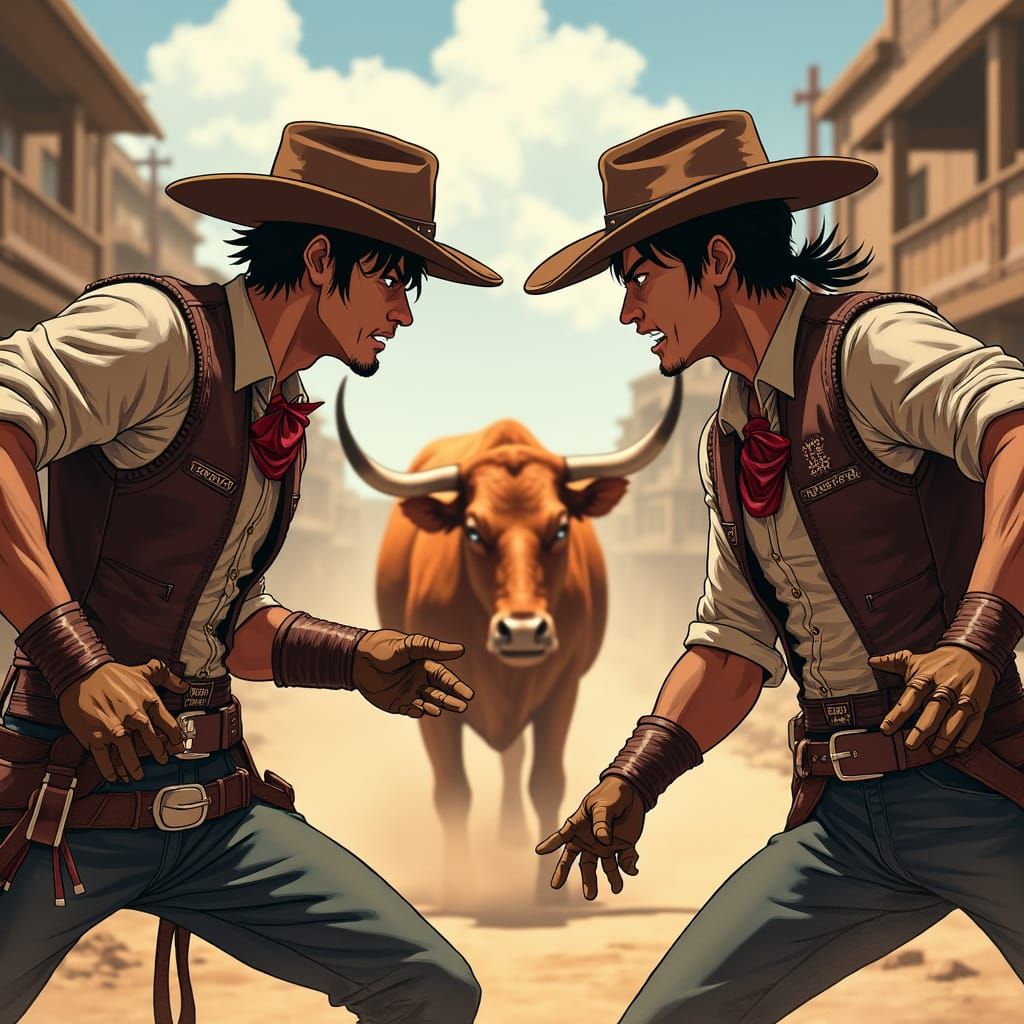 Cowboy Duel in Anime Key Visual Style