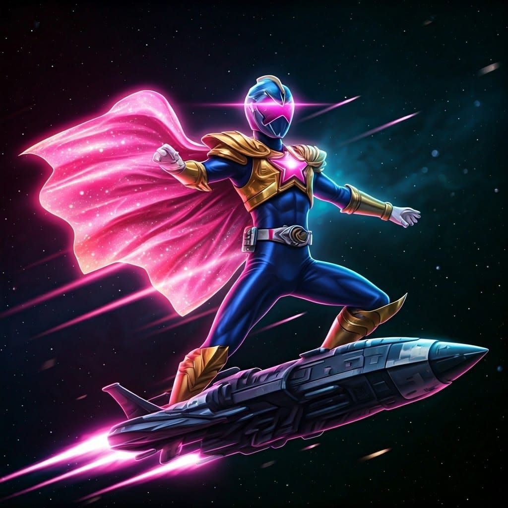 Galactic Space Hero in Retrofuturistic Super Sentai Style