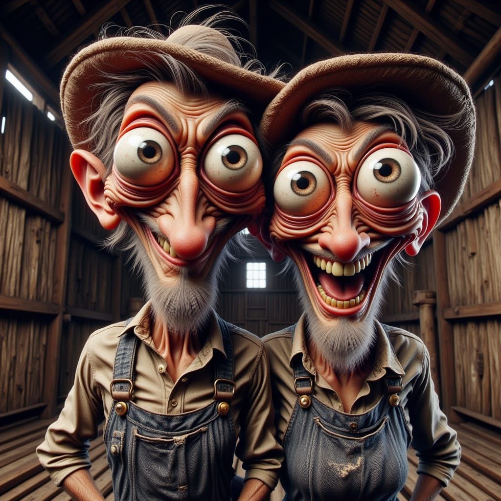 Rustic Barn Caricature in Bold Style