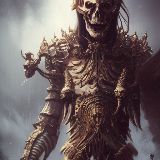 Flaming Skull Skeleton King in Nordic Armor