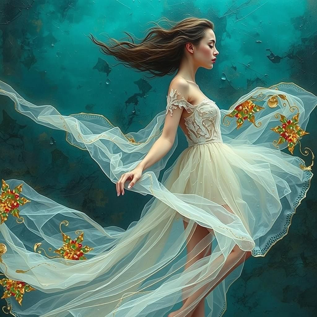 Woman in Vaporous Dress: Surrealistic Abstract Art