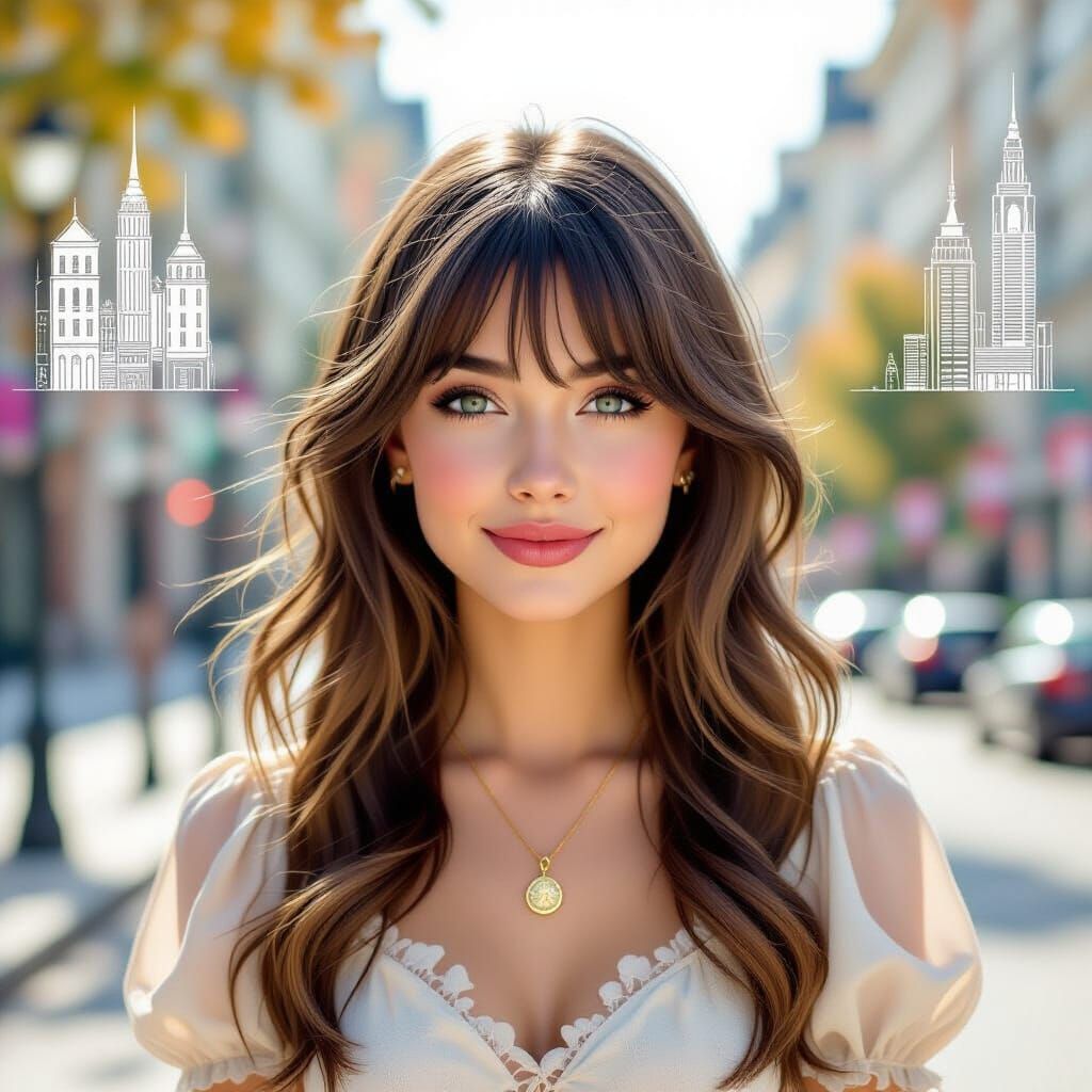 Mischievous Young Woman in Autumn Park, Luminous Style