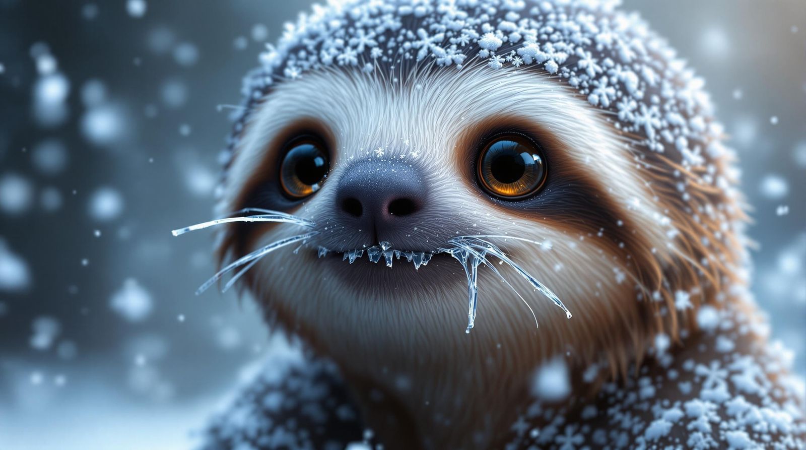 Sloth in Snowy Wonderland