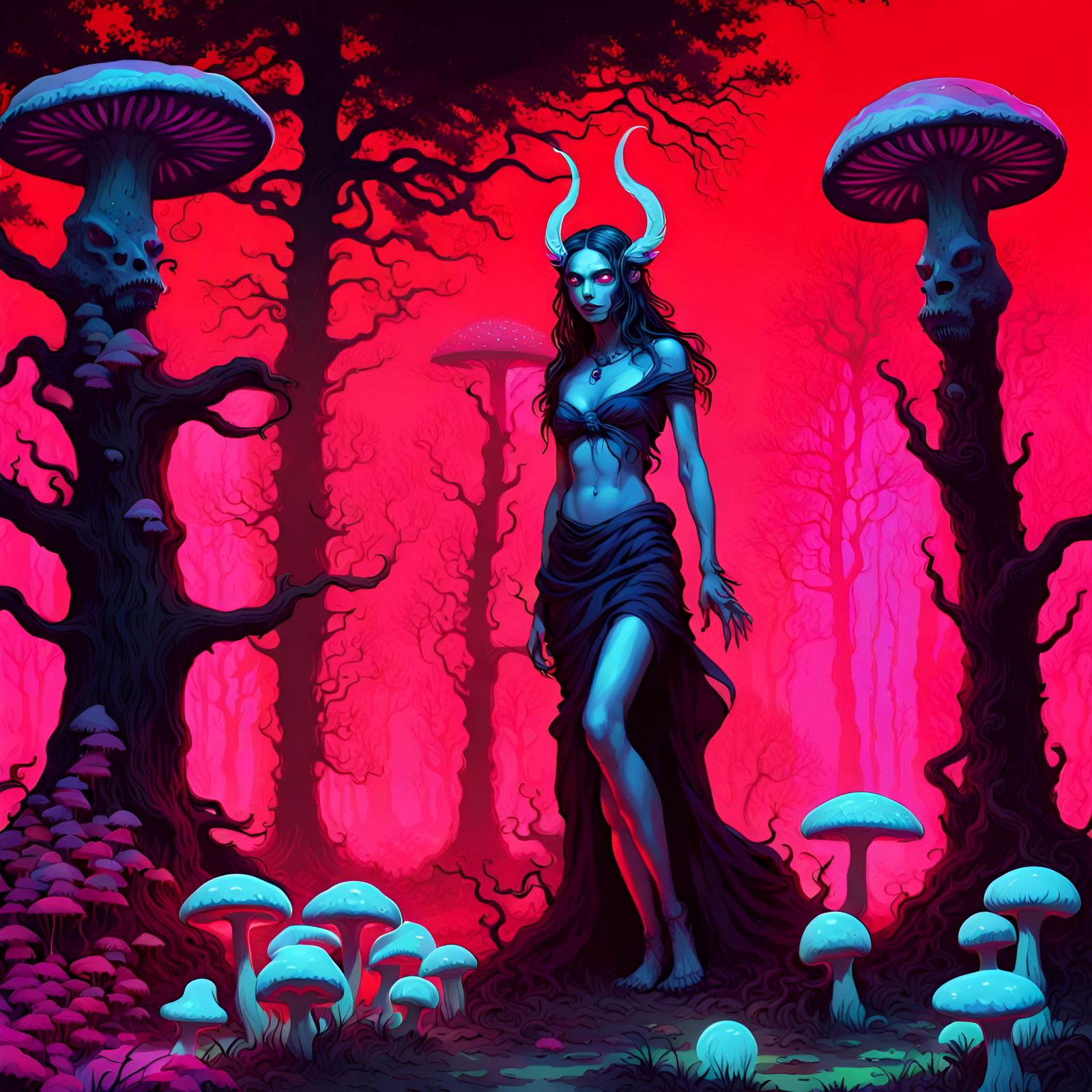 Scary Demon Woman in a Magical Forest