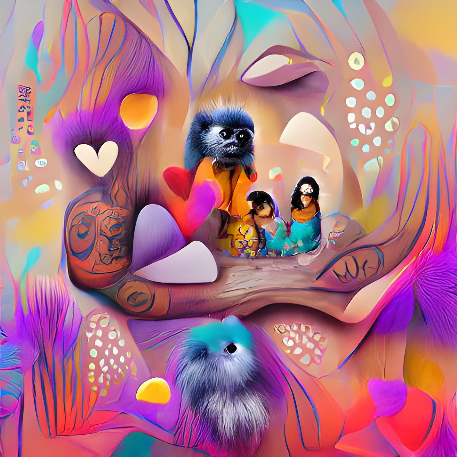 Heartfelt Family Photoillustration in Maximalist Style