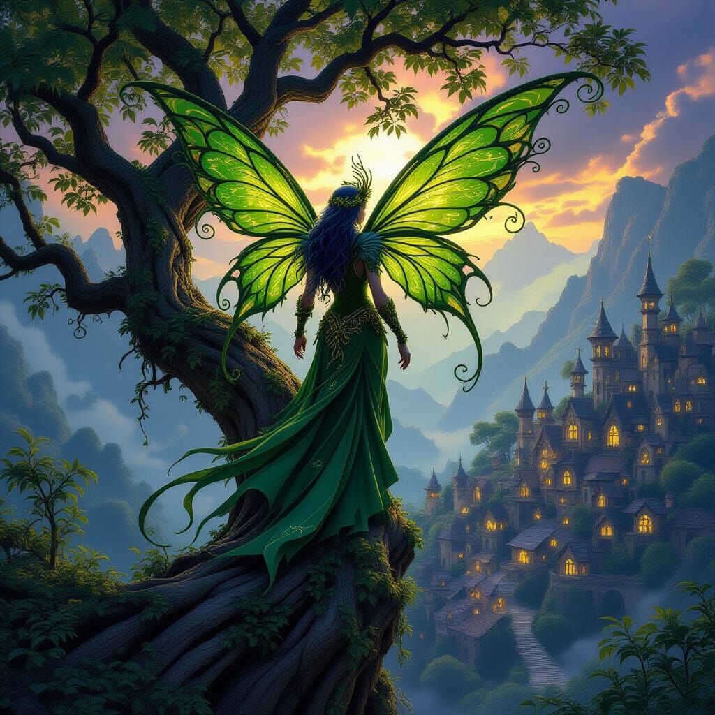 Nature Fairy King Overlooking Fairy Village
