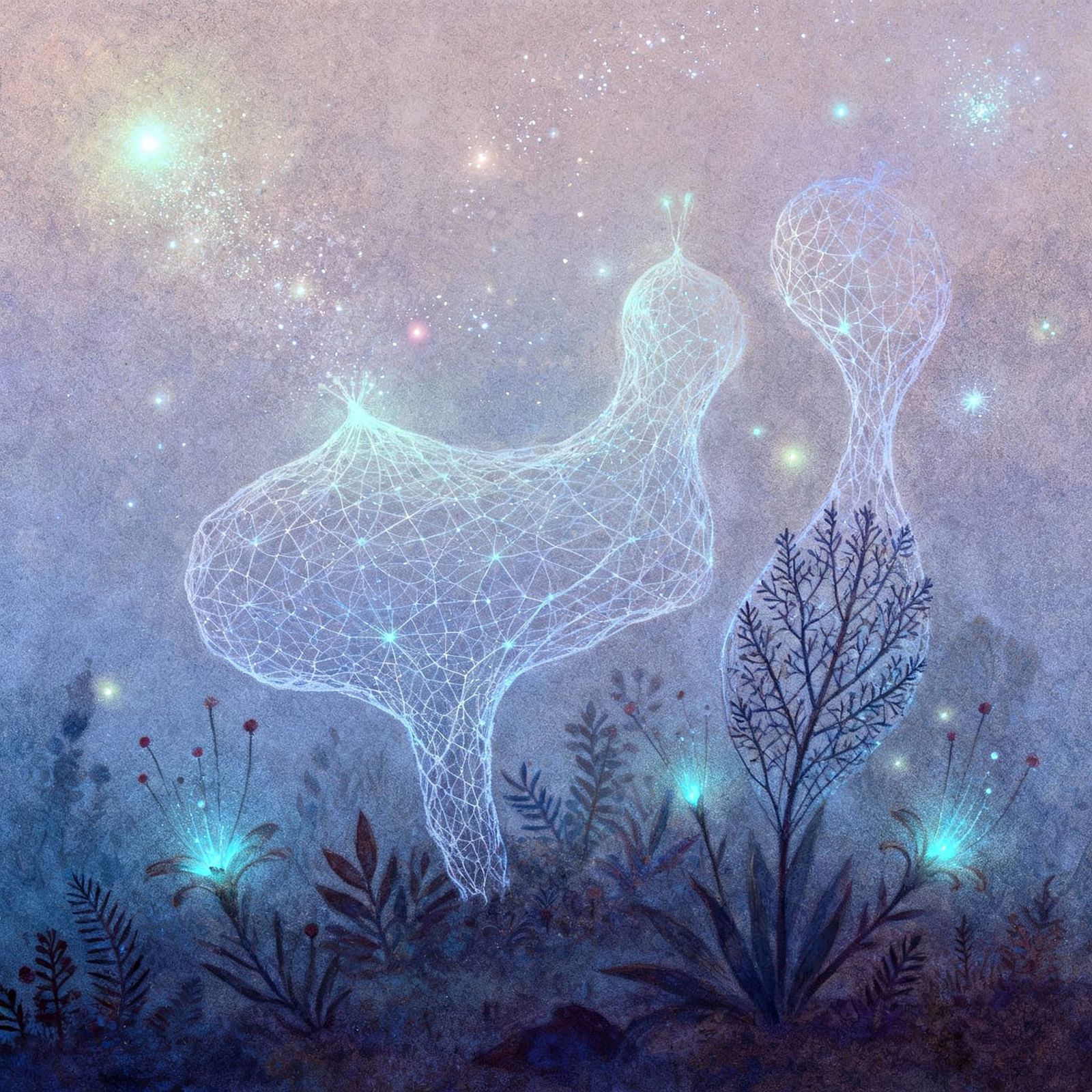 Ethereal Networks in Dreamlike Illustrative Style