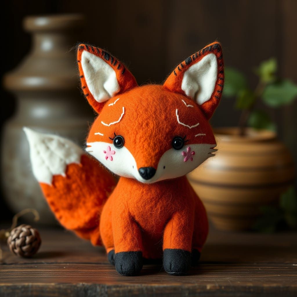 Adorable Felt Fox Plushie Inspired by Folk Art