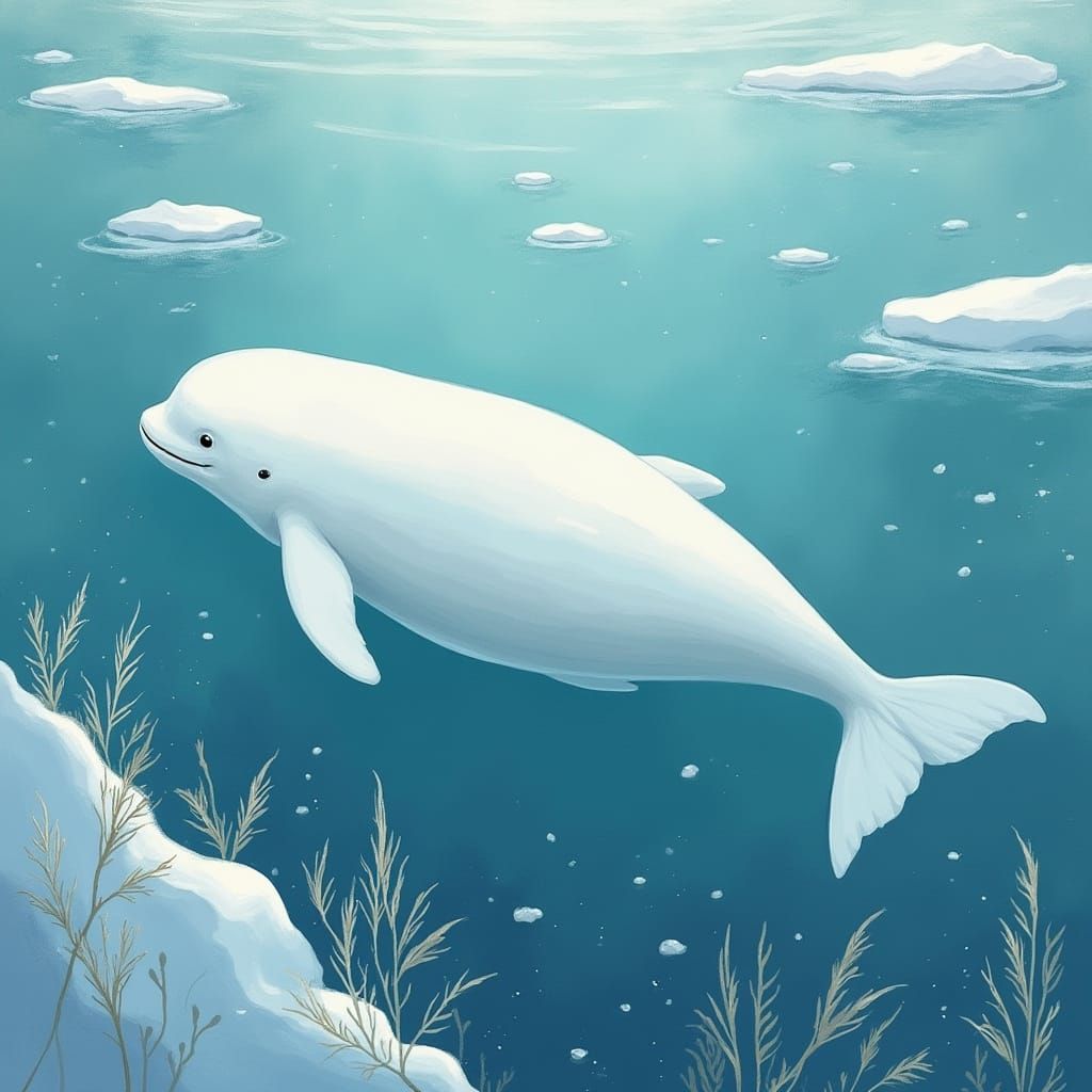 Beluga Whale in Ethereal Arctic Waters