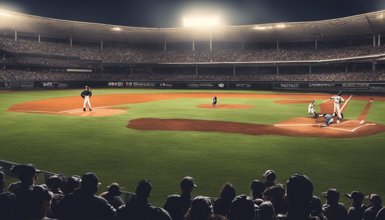 Baseball Dogs Play Under the Stars: 3D Digital Art